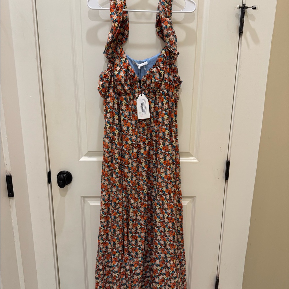 English Factory Floral Maxi Dress - Red and Blue